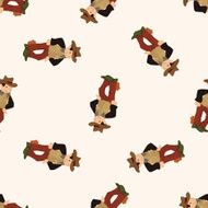 cowboy cartoon seamless pattern background N16