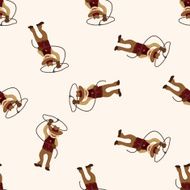cowboy cartoon seamless pattern background N19