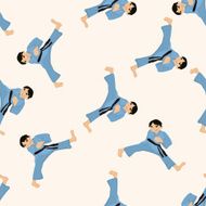 Taekwondo cartoon seamless pattern background
