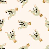 Taekwondo cartoon seamless pattern background N2