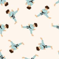 Taekwondo cartoon seamless pattern background N4