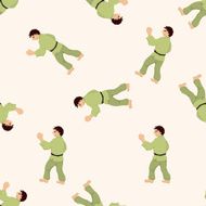Taekwondo cartoon seamless pattern background N5