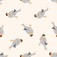 Taekwondo cartoon seamless pattern background N7
