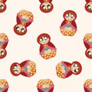 Matryoshka Russian traditional wooden doll cartoon seamless pattern background N12