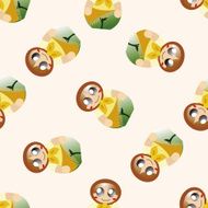 Matryoshka Russian traditional wooden doll cartoon seamless pattern background N13