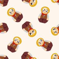 Matryoshka Russian traditional wooden doll cartoon seamless pattern background N14