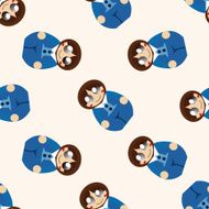 Matryoshka Russian traditional wooden doll cartoon seamless pattern background N15