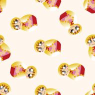 Matryoshka Russian traditional wooden doll cartoon seamless pattern background N16