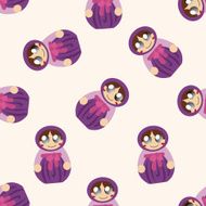 Matryoshka Russian traditional wooden doll cartoon seamless pattern background N18