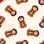 Matryoshka Russian traditional wooden doll cartoon seamless pattern background N19