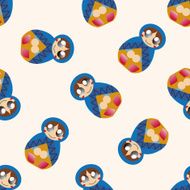 Matryoshka Russian traditional wooden doll cartoon seamless pattern background N20