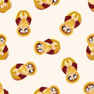 Matryoshka Russian traditional wooden doll cartoon seamless pattern background N21