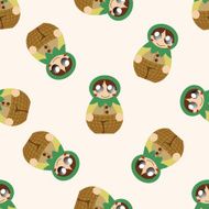 Matryoshka Russian traditional wooden doll cartoon seamless pattern background N22
