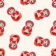 Matryoshka Russian traditional wooden doll cartoon seamless pattern background N23