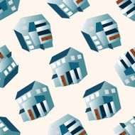 Building house cartoon seamless pattern background N9
