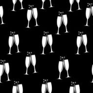 Two Glasses of Champagne Silhouette Seamless Pattern Background N2