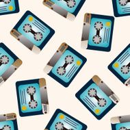Audiotape cartoon seamless pattern background N28