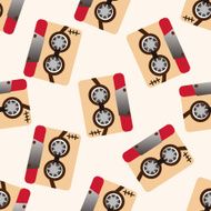 Audiotape cartoon seamless pattern background N29