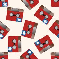 Audiotape cartoon seamless pattern background N34