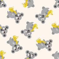 animal koala playing instrument cartoon seamless pattern background N2