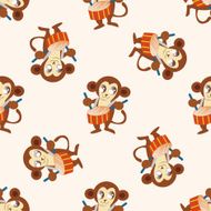 animal monkey playing instrument cartoon seamless pattern background N2