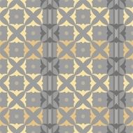Pattern squares shamrocks gold on grey