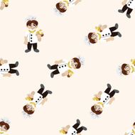 chef cartoon seamless pattern background N40