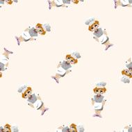 chef cartoon seamless pattern background N44