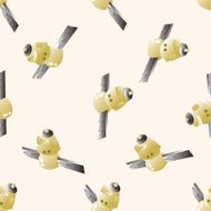 Space Satellite cartoon seamless pattern background N3