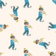 Ball sports cartoon seamless pattern background N4