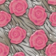 Pink roses seamless pattern glass effect