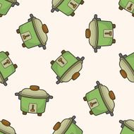 Home appliances theme rice cooker cartoon seamless pattern background N3