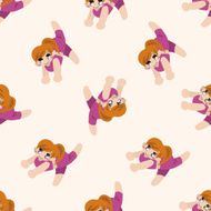 gymnastics cartoon seamless pattern background N3