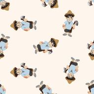 people theme farmer cartoon seamless pattern background N4