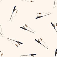 Fishing rods cartoon seamless pattern background