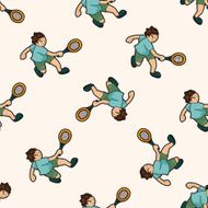tennis player cartoon seamless pattern background