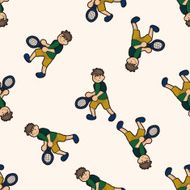 tennis player cartoon seamless pattern background N5