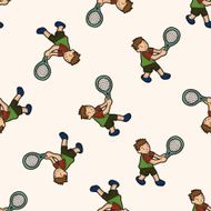 tennis player cartoon seamless pattern background N6