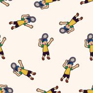 tennis player cartoon seamless pattern background N7