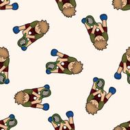 tennis player cartoon seamless pattern background N8