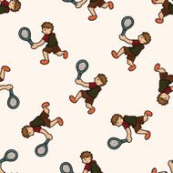 tennis player cartoon seamless pattern background N9
