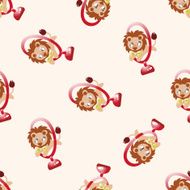 circus animal cartoon seamless pattern background N6