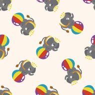 circus animal cartoon seamless pattern background N7