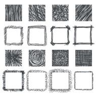 Set of hand drawn squares Vector design elements Lines texture N2