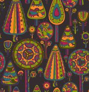 Seamless vector pattern with decorative trees N2