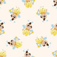 angel cartoon seamless pattern background N23