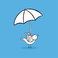 Bird with umbrella vector illustration