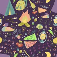 Happy Summer Camp Cute Seamless Vector Pattern