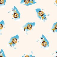 Animal dog doing sports cartoon seamless pattern background