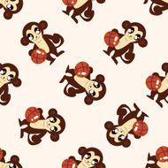 Animal monkey doing sports cartoon seamless pattern background